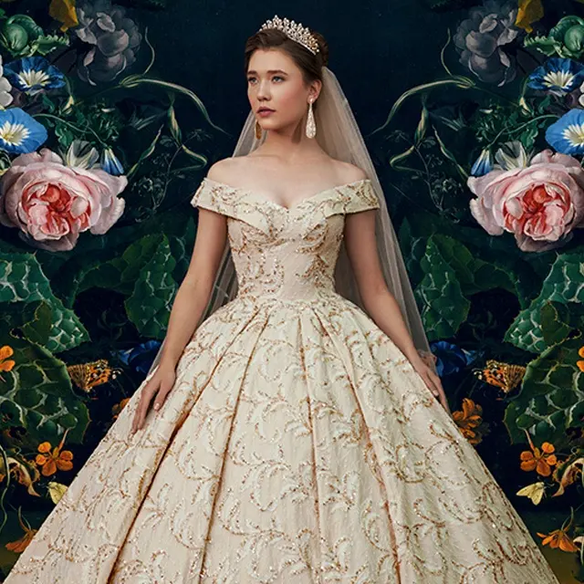 Modest Latest sleeveless 2021 Wedding Dress Turkey Chapel Train A Line Lace Sequins Bride Dresses princess wedding dress