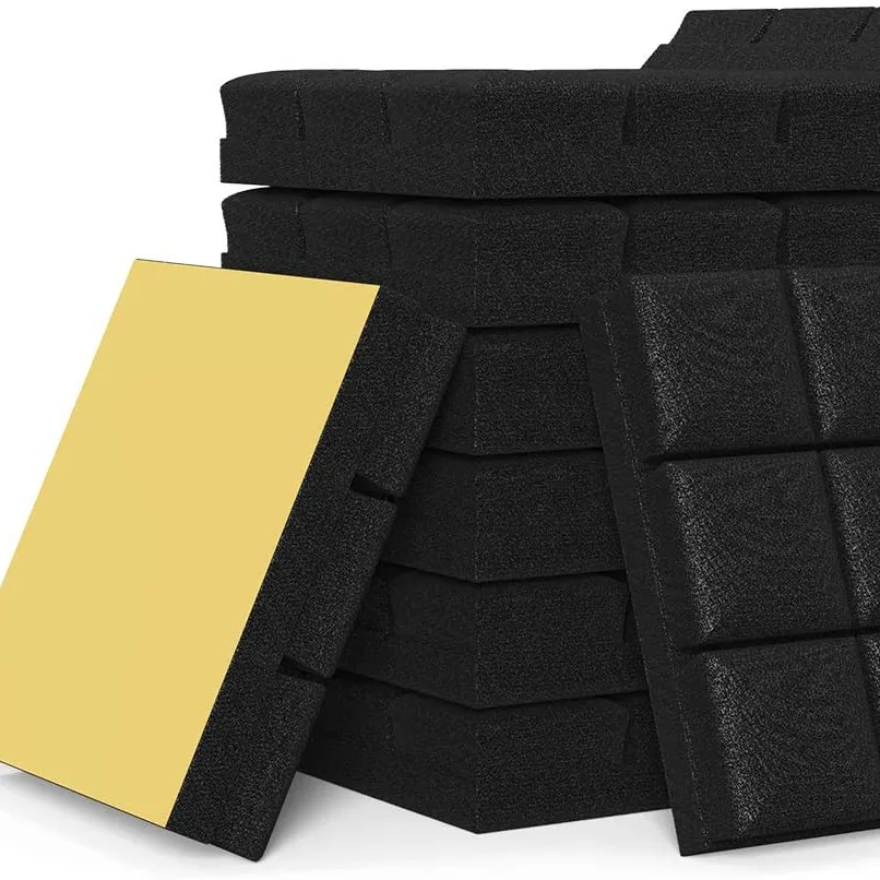 Acoustic Foam Adhesive Panels 2 inch Thickness Sound Proof Foam Panels 12 Pack Set 2" X 12" X 12" for Sound Insulation Absorbing