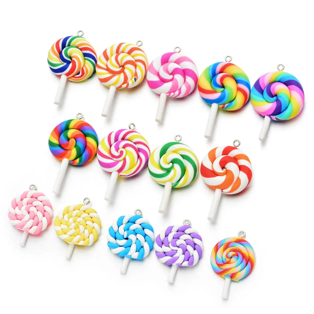 Custom Wholesale Mixed Colorful 3D Designs Resin Candy lollipop Pendant Charms for diy designer bracelet jewelry making