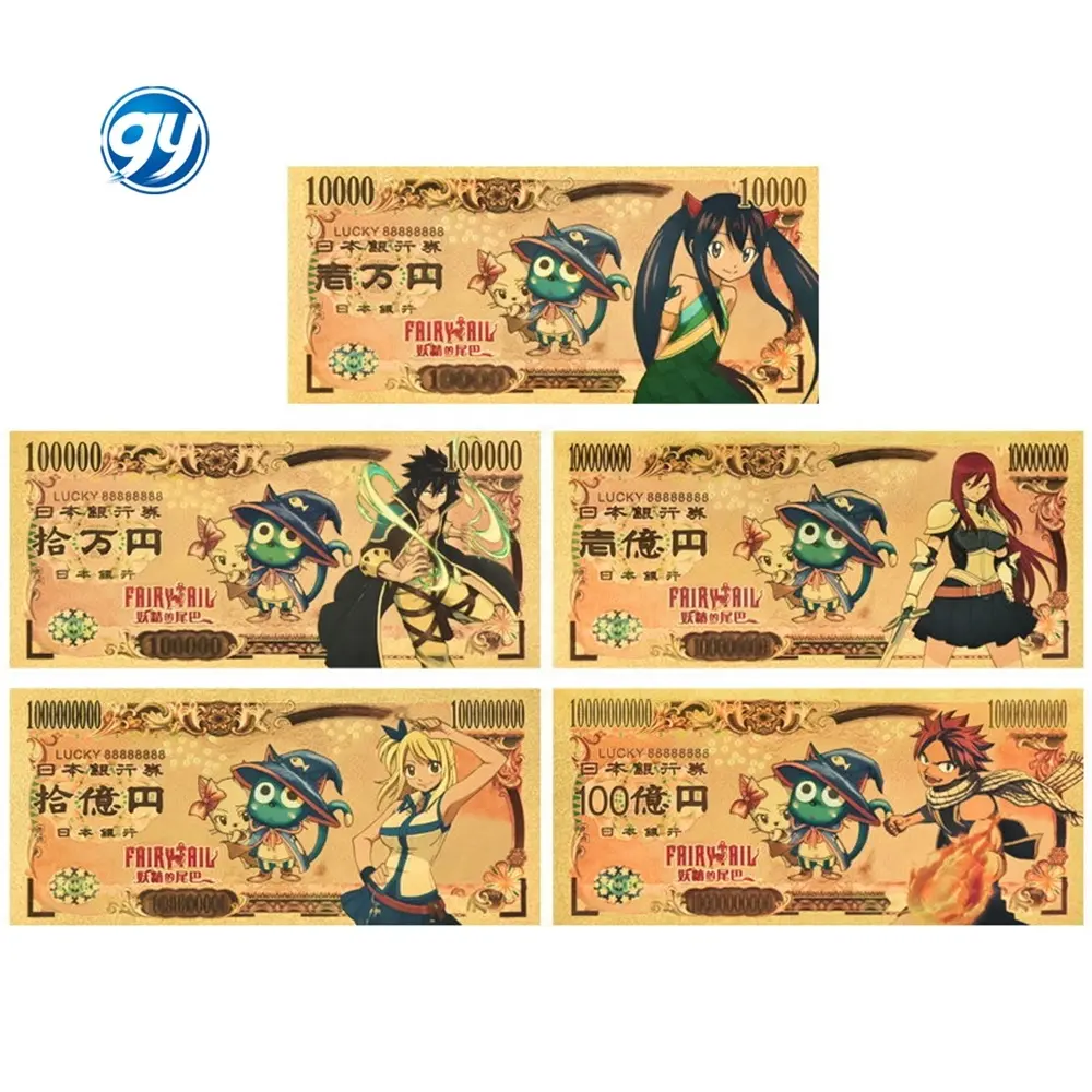 Классическая аниме сказочная памятная демон хвост пластиковая монета Золотая фольга коллекция банкнот