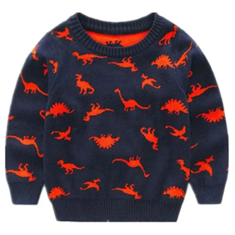Высококачественный зимний осенний вязаный свитер с круглым вырезом для маленьких мальчиков