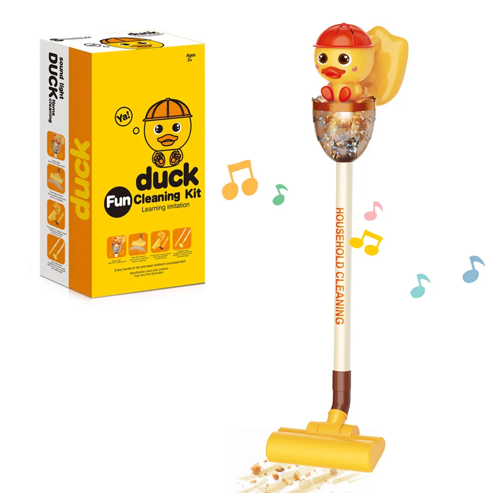 Лидер продаж на Amazon, игрушки постоянного тока, мультяшная утка, обучающая электрическая ручная детская игрушка-пылесос для ролевых игр