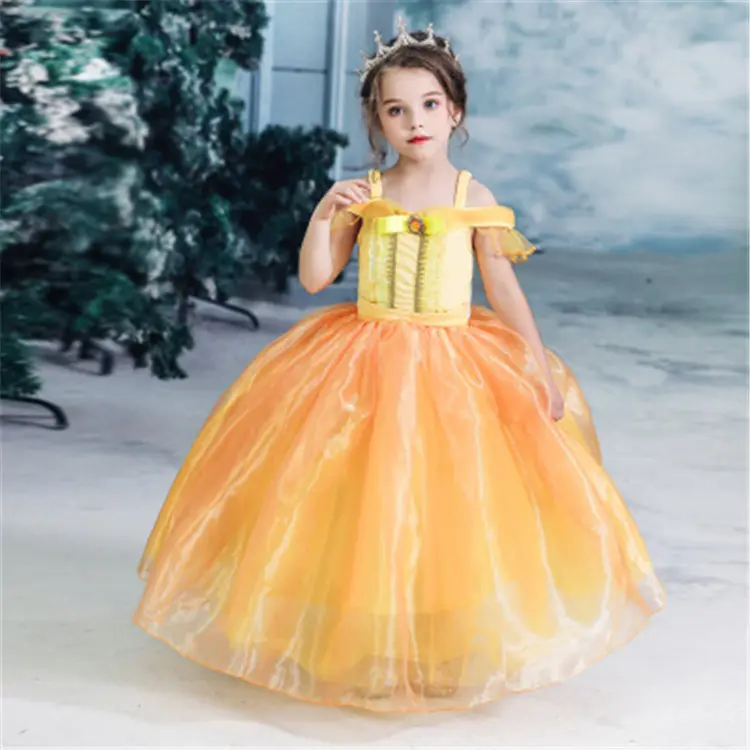 Платья для девочек, костюм на Хэллоуин, детский необычный костюм Белль, платье принцессы для девочек, костюм