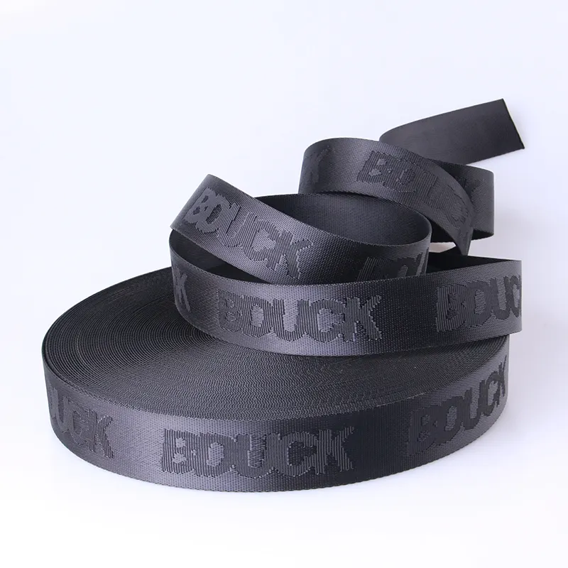 25MM Custom Shiny Woven Patterned Recycled Nylon Bag Strap Webbing Belt With Embossed Logo