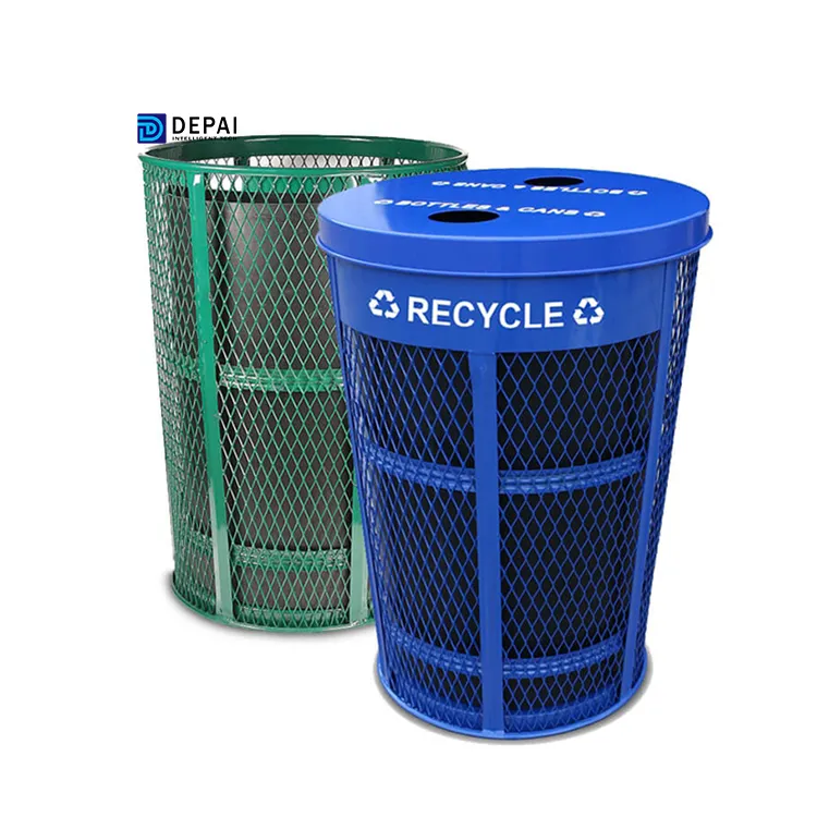 American Designs 48 Gallon Expanded Metal Cans and Bottles Recycling Trash Cans