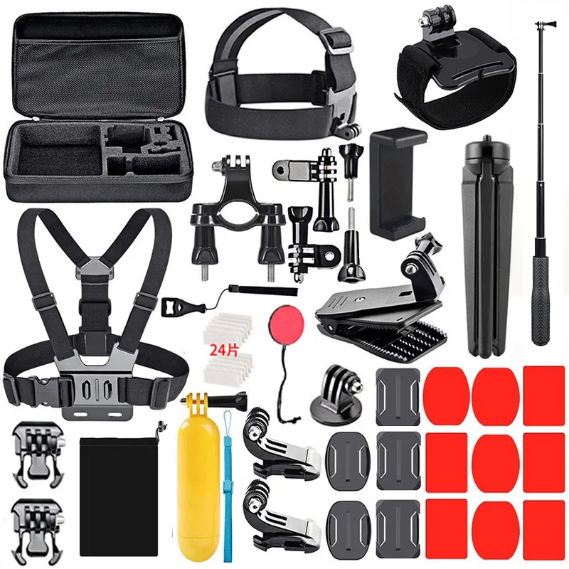 2019 Sport Action Camera Accessories kit 63 in 1 Mount Chest Strap Monopod Selfie Stick accessories set for GoPro Hero 8 7 Black
