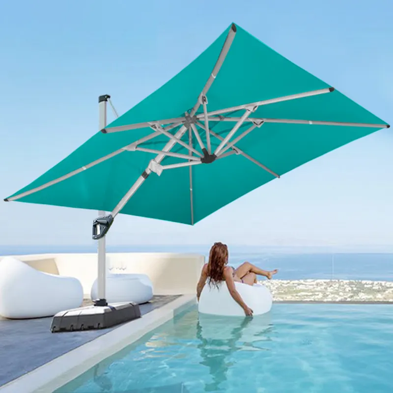 High-End Waterproof Double Canopy Outdoor Umbrella Beach Aluminum Cantilever Garden Parasols Patio Umbrellas