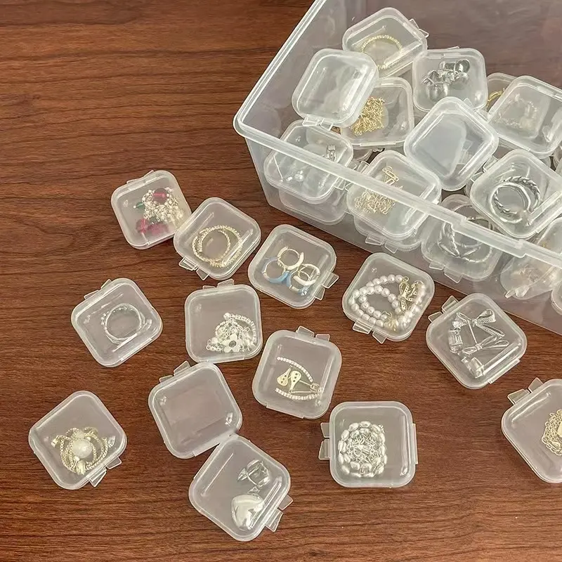 Прямоугольная прозрачная пластиковая коробка для хранения ювелирных изделий