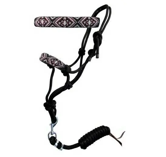 Cowboy Knot Rope Halter w/ Beaded Noseband NEW HORSE TACK