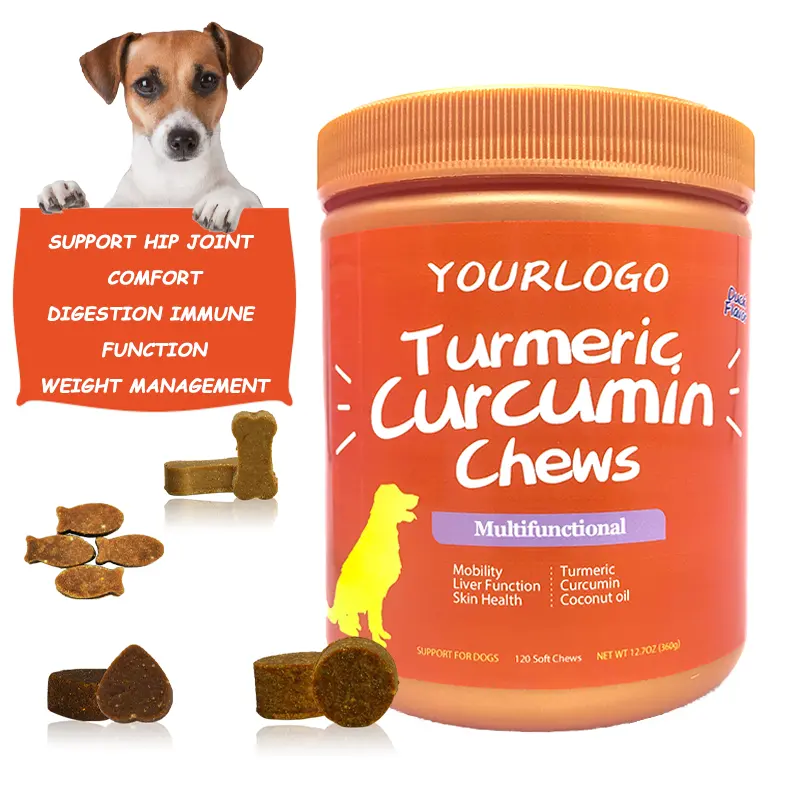 Professional Custom Brand Logo Turmeric Curcumin Pet Health Supplements Soft Chews Advanced Hip & Joint - Dog Joint Supplement