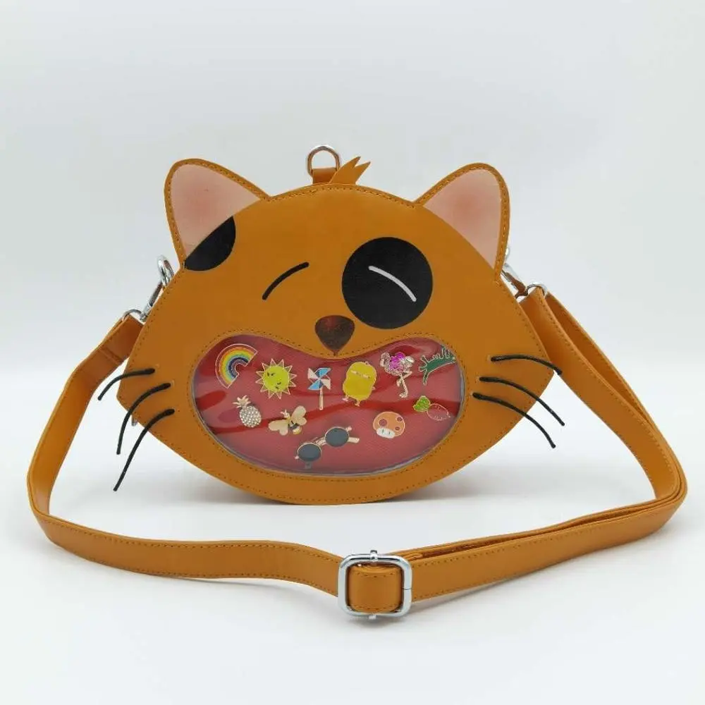 Hot selling custom printing ita bag with clear window for pins customized designer animal ita backpack