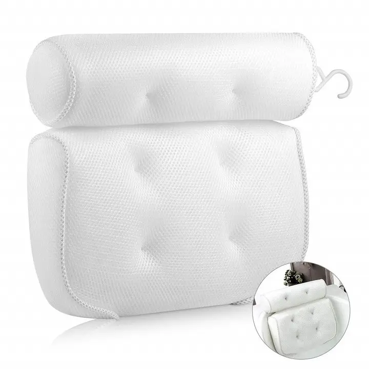 Оптовая продажа, Нескользящая подушка для ванной, 3 D сетчатая подушка для спа-ванны, роскошная подушка для ванной, белая подушка для шеи