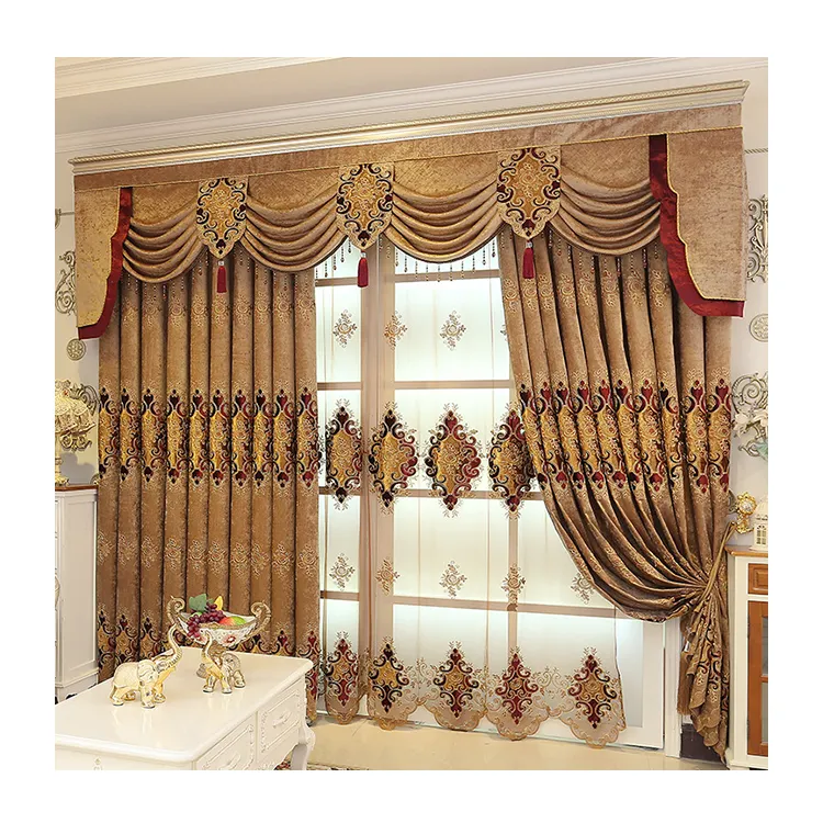 Hot Selling Luxury Blackout Curtains Valance For The Living Room Jacquard