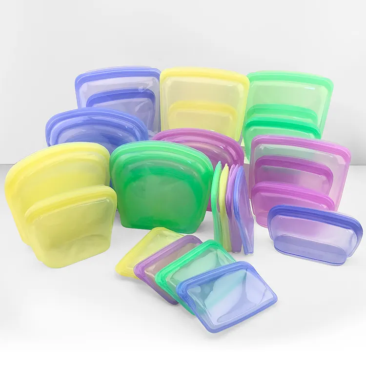 20 моделей BPA бесплатно Многоразовые Герметичный силиконовые мешки для хранения продуктов питания с защитой от проливания фрукты Снэк Суп Контейнер мешки