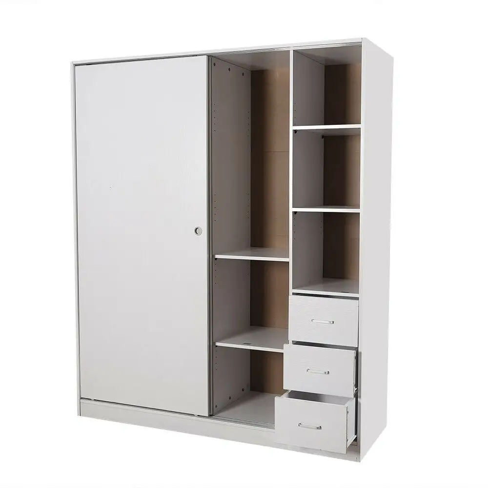 Дешевый современный простой стиль белый деревянный шкаф с 2 дверцами