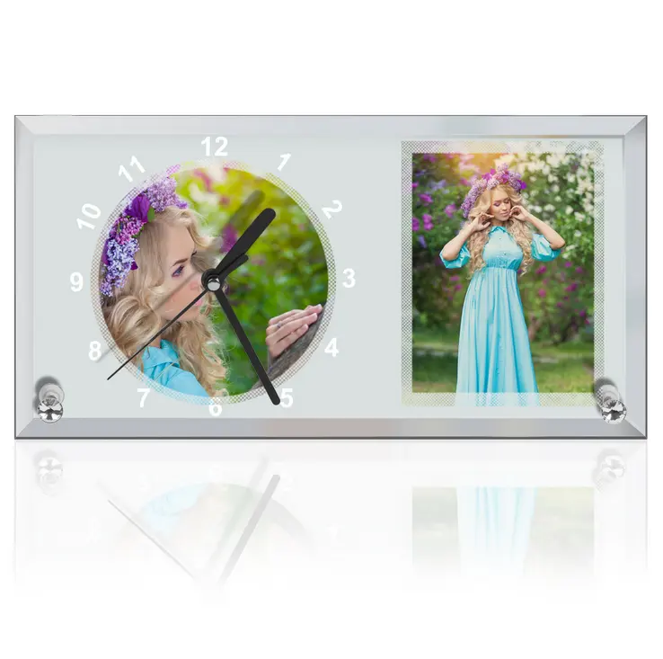 Yinsa PF003 (L30*16*0.5cm)factory directly blank sublimation glass photo frame 28 with clock