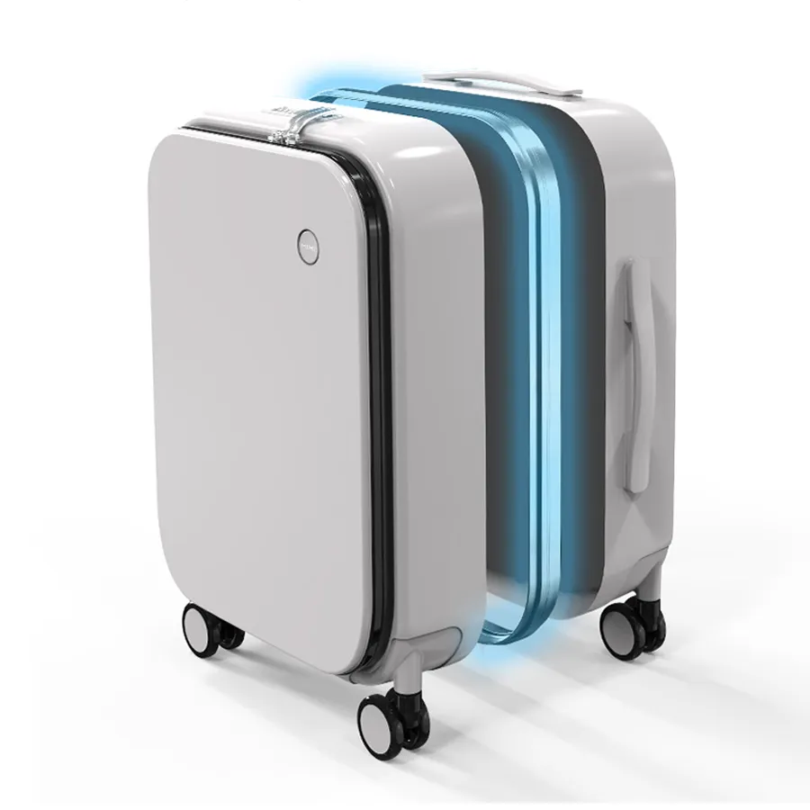 Mixi Aluminum frame front laptop pocket luggage pull rod box universal wheel password business travel modern boarding suitcase