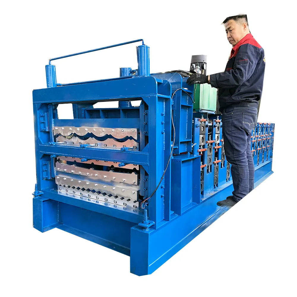 Three layer roof slate tile making machine corrugated sheet roof roll forming machine