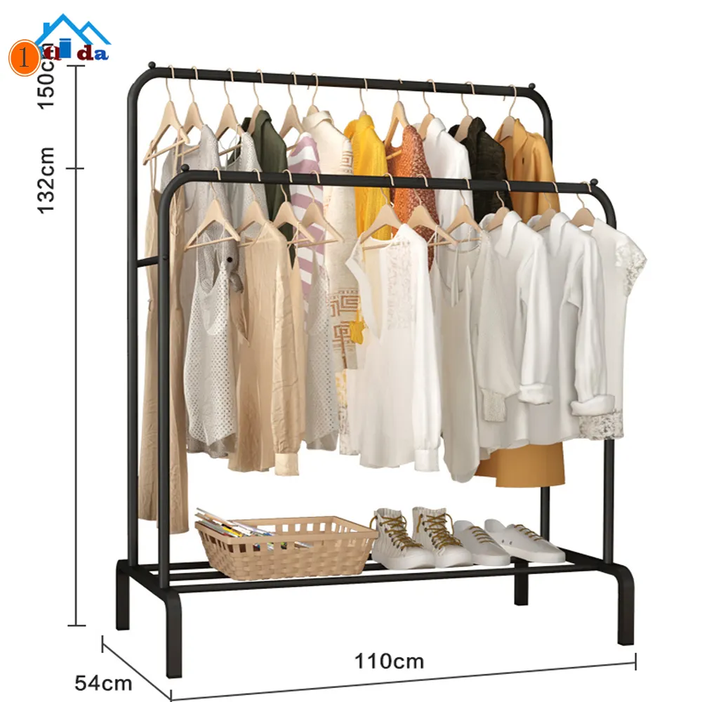 QIDA cloth storage manufacture coat stand portable cloth rack space saving cloth hangers