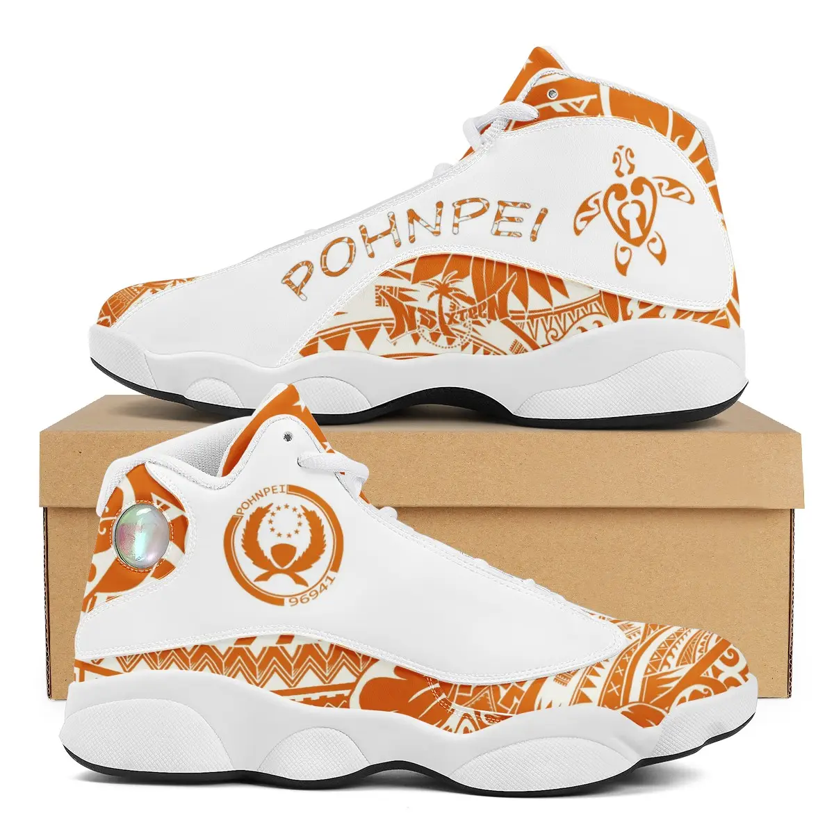 Polynesian Tribal Print Logo Design Boy Basketball Sneakers Polynesian Tribal Print Logo Design Boy for men shoses