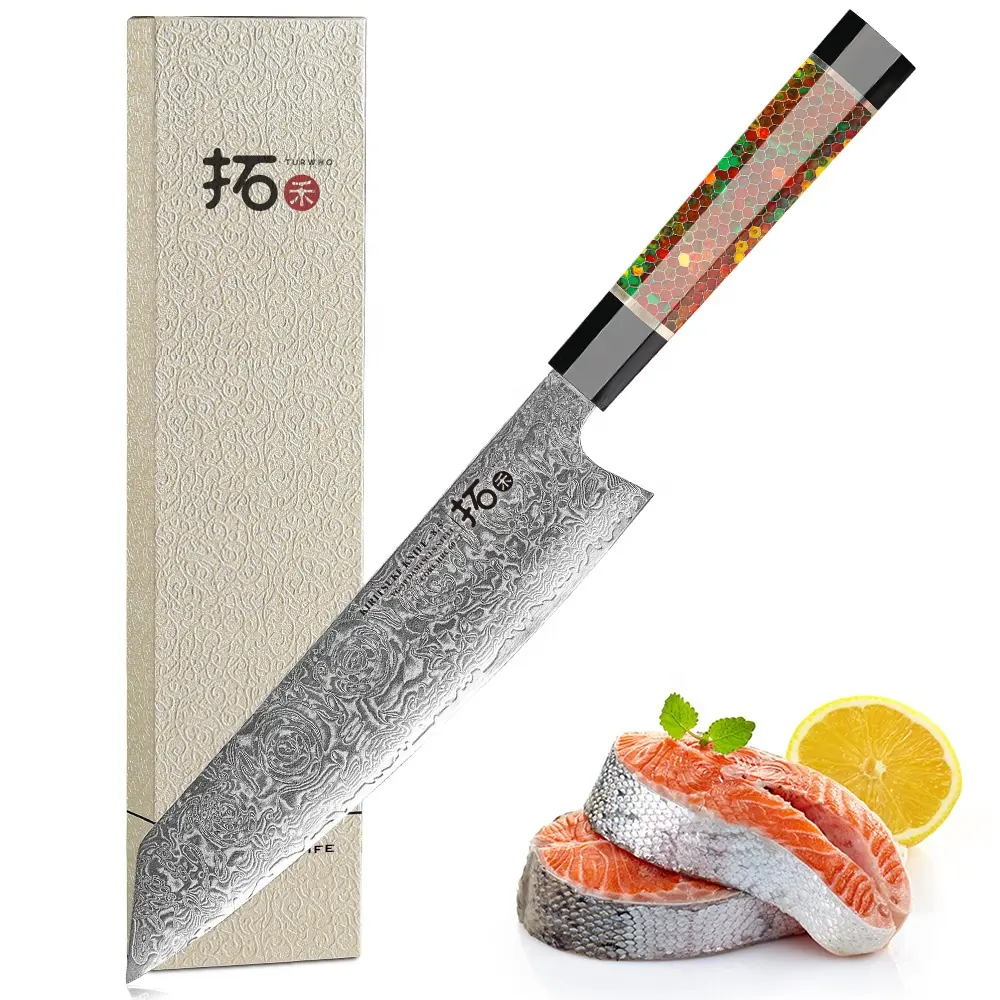 Новое поступление, лучший кухонный нож для шеф-повара Kiritsuke с сотовой ручкой из смолы