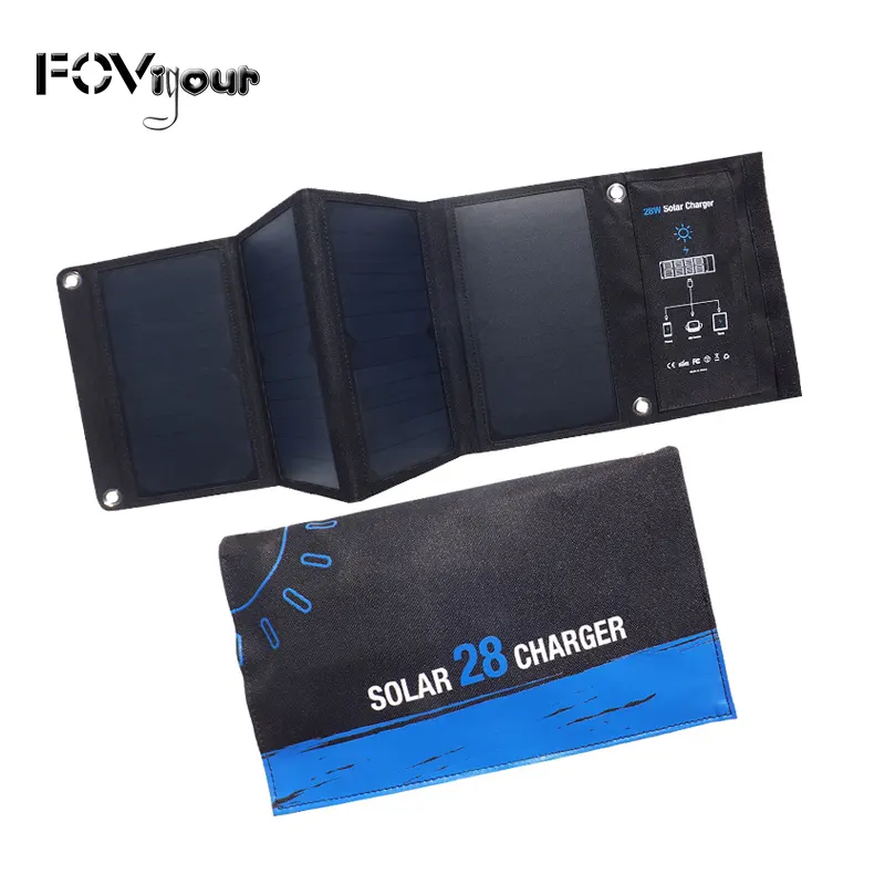 Зарядное устройство Fovigour на солнечной батарее с 3 USB-портами, зарядное устройство для телефона на солнечной батарее, Складная портативная солнечная панель 28 Вт для смартфонов CN;GUA