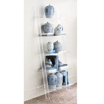 VONVIK Clear Acrylic 4-shelf Ladder Bookcase