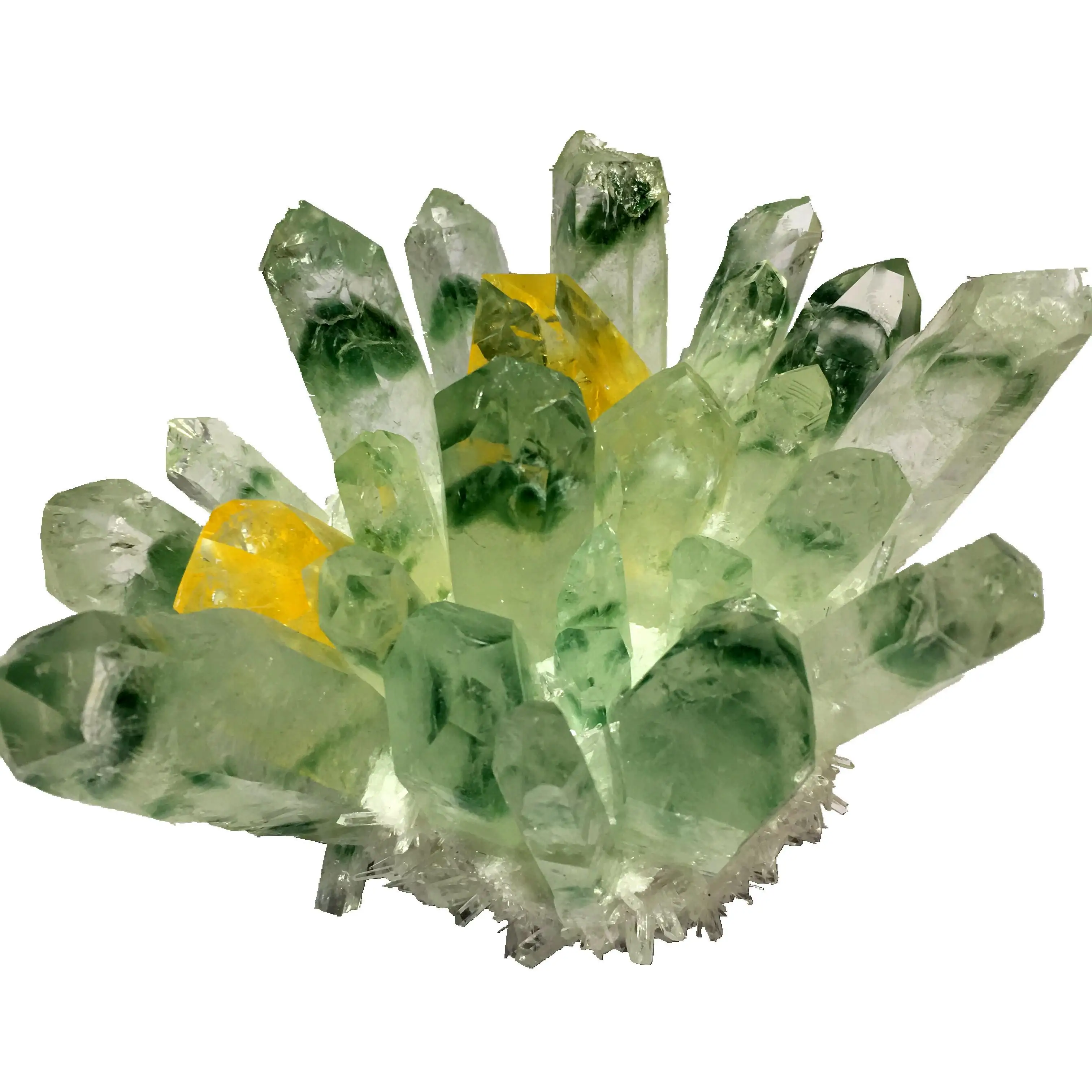 Wholesale Rare Green Ghost Pyramid Quartz Reiki Crystal Cluster green crystal Cluster for sale