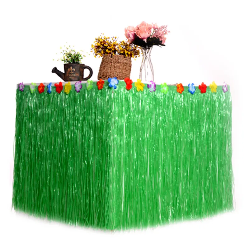 Hot Sale Colorful Hawaiian Table Skirt Party Decorations Summer Luau Beach Party Supplies Hawaiian Grass Table Skirts