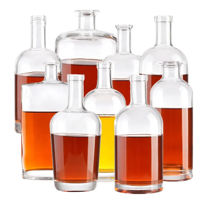 wholesale custom wine glass bottle 500ml 700ml 750ml 1000ml whiskey liquor square vodka glass bottle