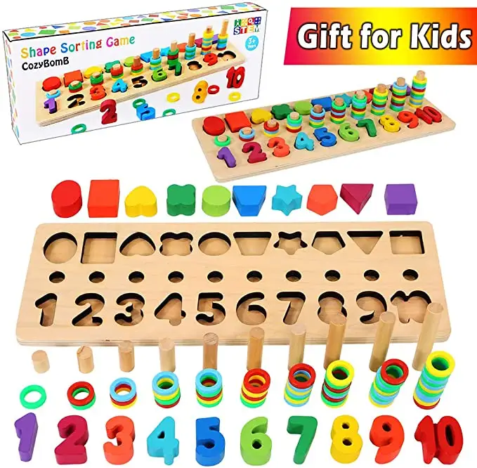 Форма аппарат для сортировки и счета игры для От 3 до 5 лет летних детей-дошкольного образования Математика блок игрушки Монтессори слот обучающие игрушки