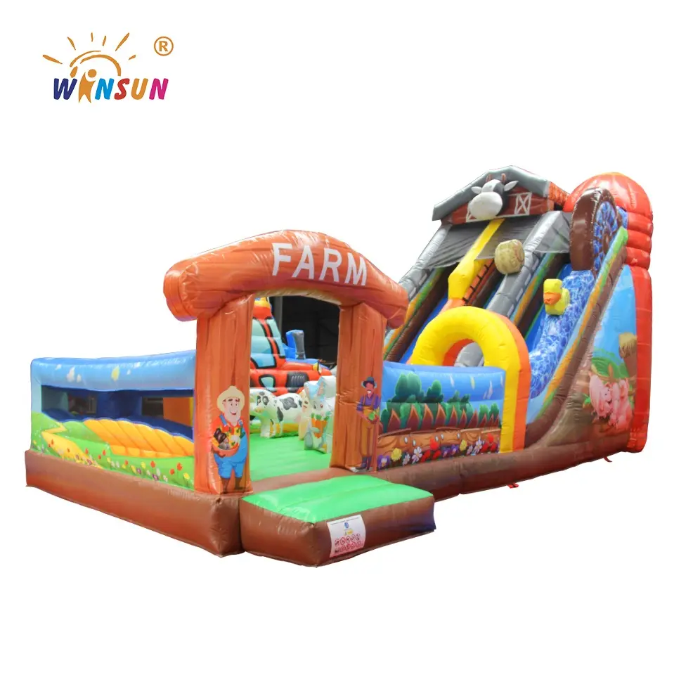 Farm Theme Inflatable Bounce House With Slide Inflatable Farm Jumping Castle Colorful Air Bouncer