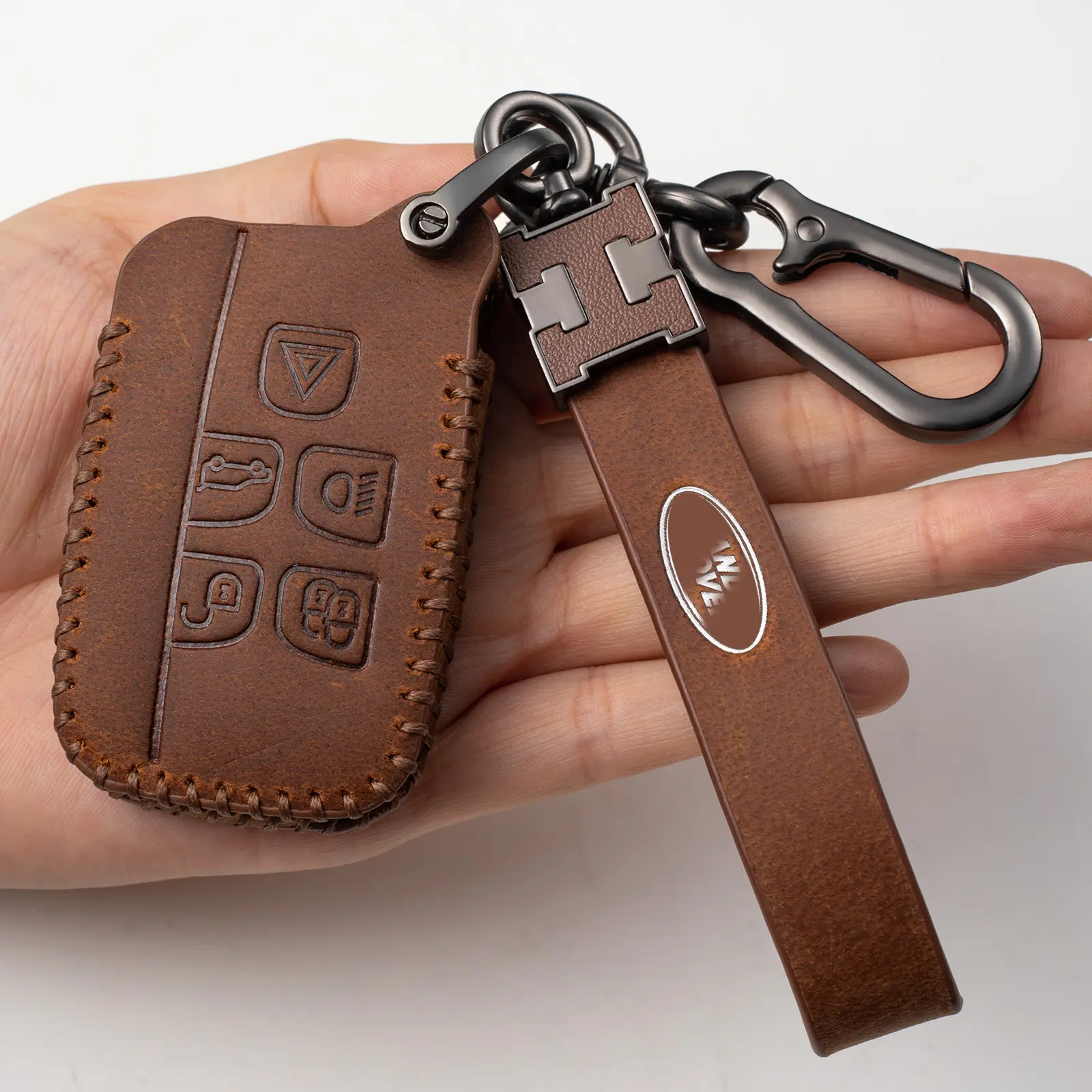 Car Key Holder Cover Case Design Crazy Horse Skin Leather 2021 New For Land Rover All Models Key Chain For Man And Women Gift