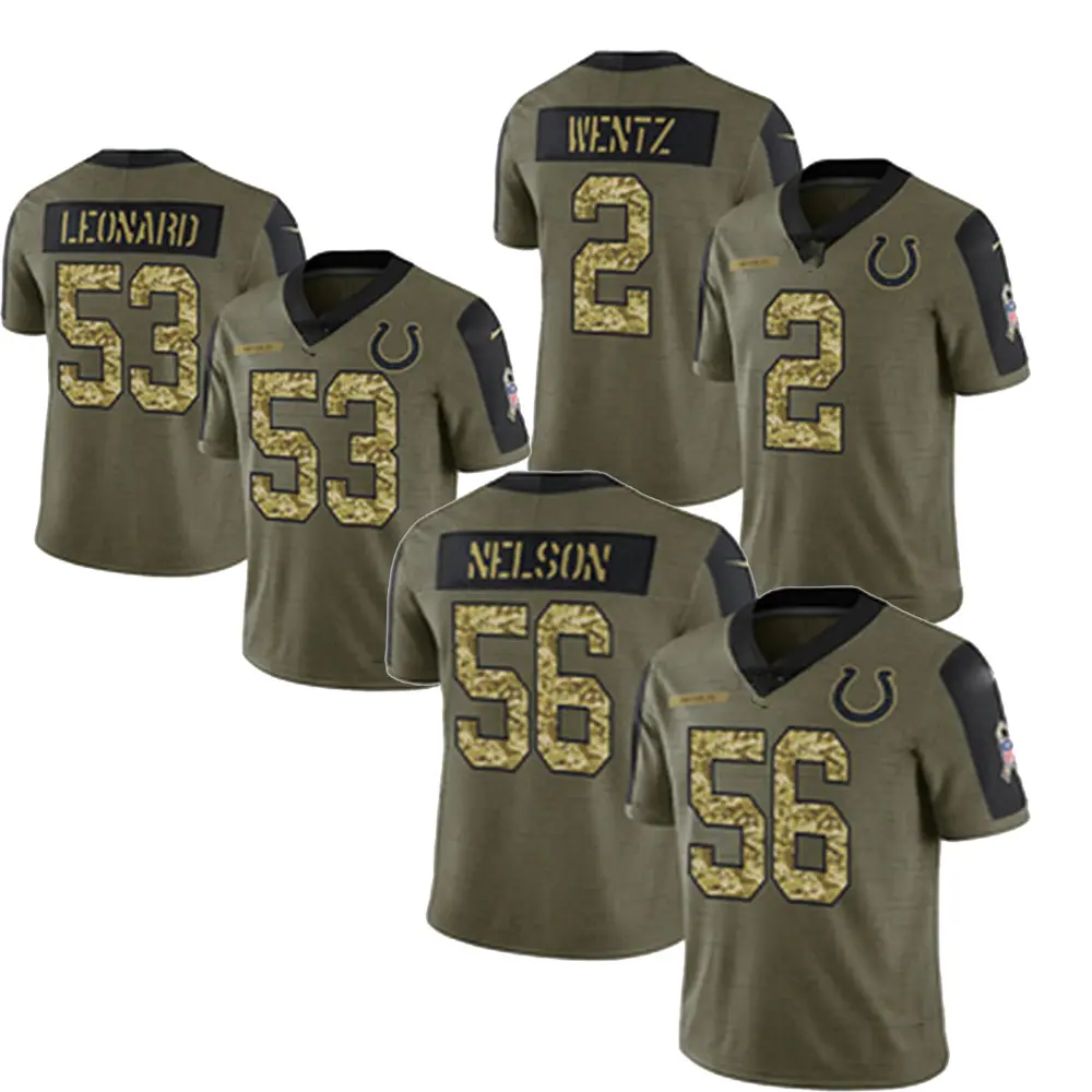 #2 Carson Wentz #53 Darius Leonard #56 Quenton Nelson Men's 2021 New Green Honor American Football Jerseys