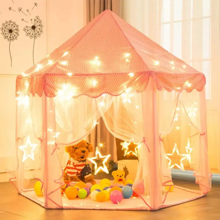 Children castillo princesa Princess Girls Large House Indoor Kids Castle Play Toy Tent with LED Lights