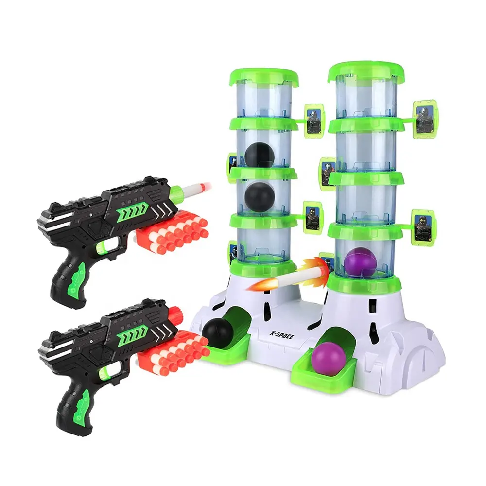 Funny Shooting Double Barrels Targets Games With 2 Foam Dart Toy Gun Glow In The Dark Shoot Game Competition Kit For Child Kid