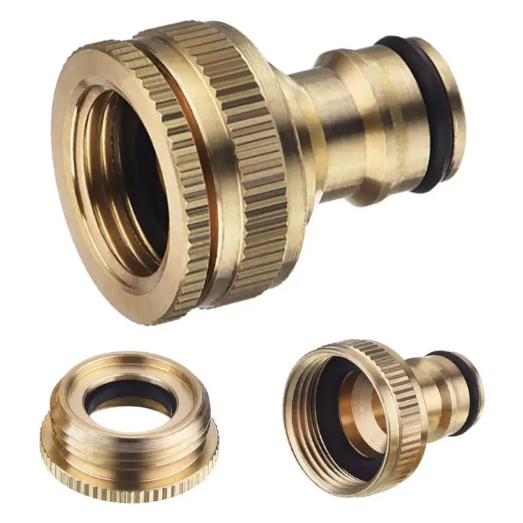 Brass Hose Connector, 3/4 Inch & 1/2 Inch 2-in-1 Garden Hose Tap Connector Female Threaded Faucet Adapter Hose Pipe Connectors