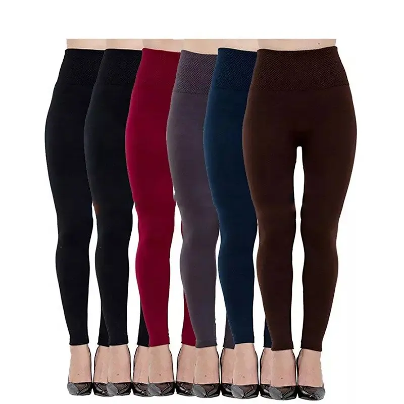 Wholesale 6 Pack high waisted winter fleece lined seamless leggings for woman