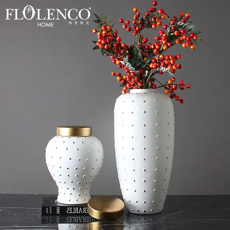 Home Deco Vases China Ceramic Flower Gold Home Decoration Vase and Bottle