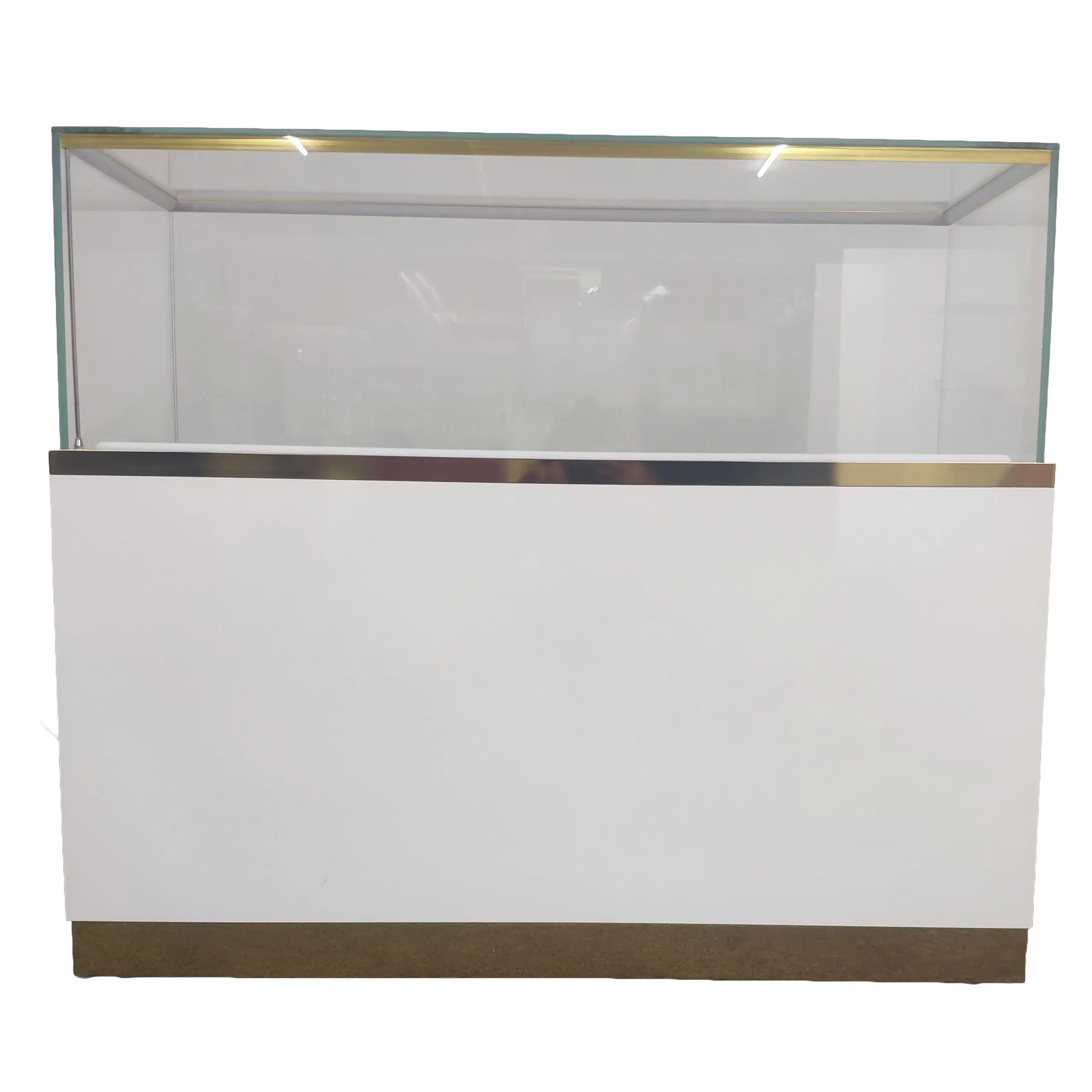 Glass Cosmetic Display Showcase Customized Glass Showcase With LED Strip Lights For Jewelry Shop