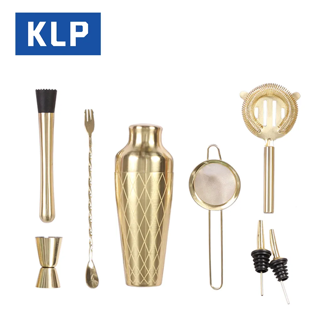 KLP Personalized Gold Branded Cocktail Whisky Shaker Set Kit