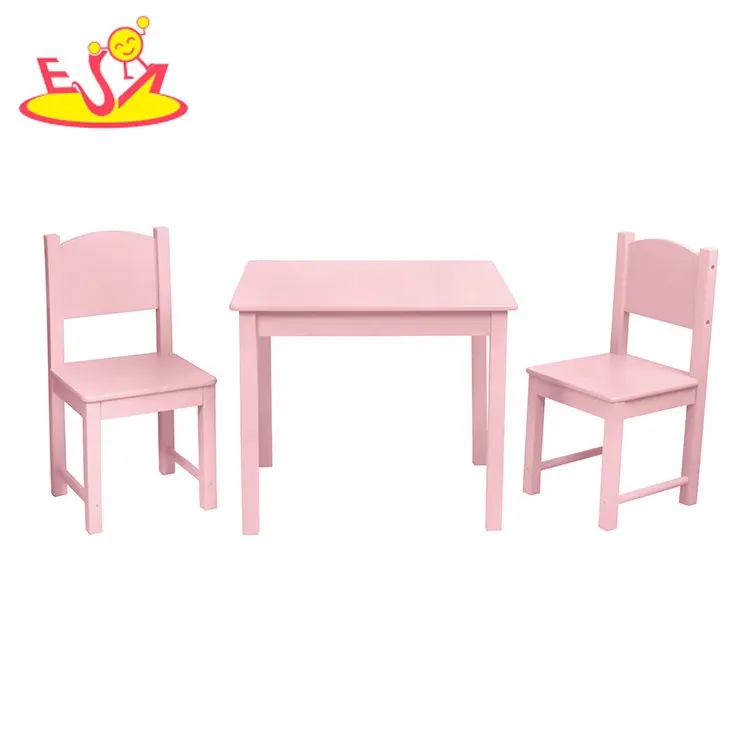 2021 высокое качество Дошкольный розовый учебный деревянный детский стол и стулья для оптовой продажи W08G301B