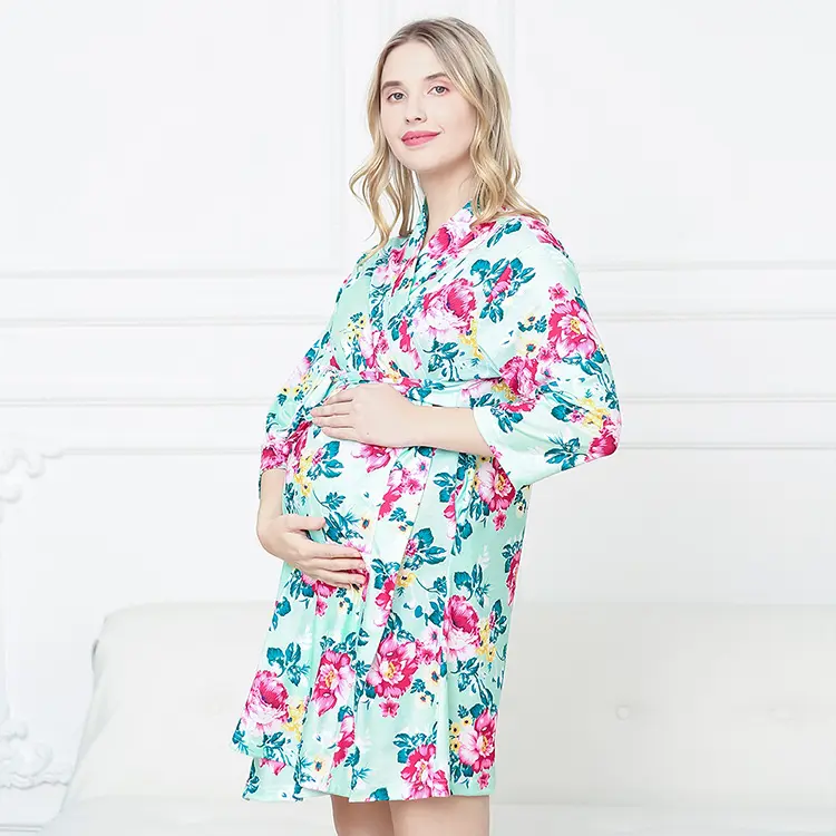 Оптовая продажа, Новое поступление, платье для кормления грудью с цветочным принтом, ночная рубашка для беременных