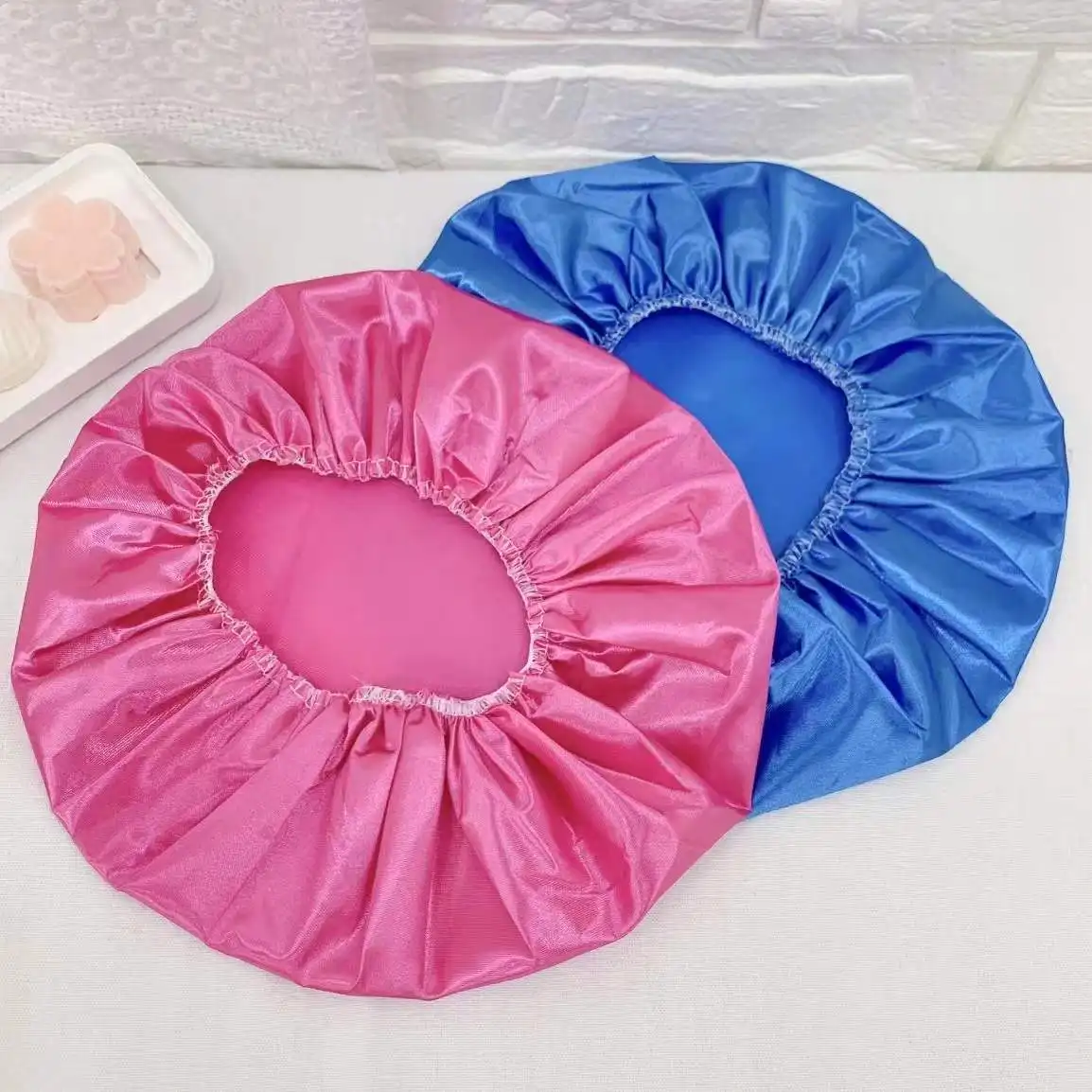 Fashion Breathable Stain EVA Waterproof Reusable Elastic Shower Cap For Women