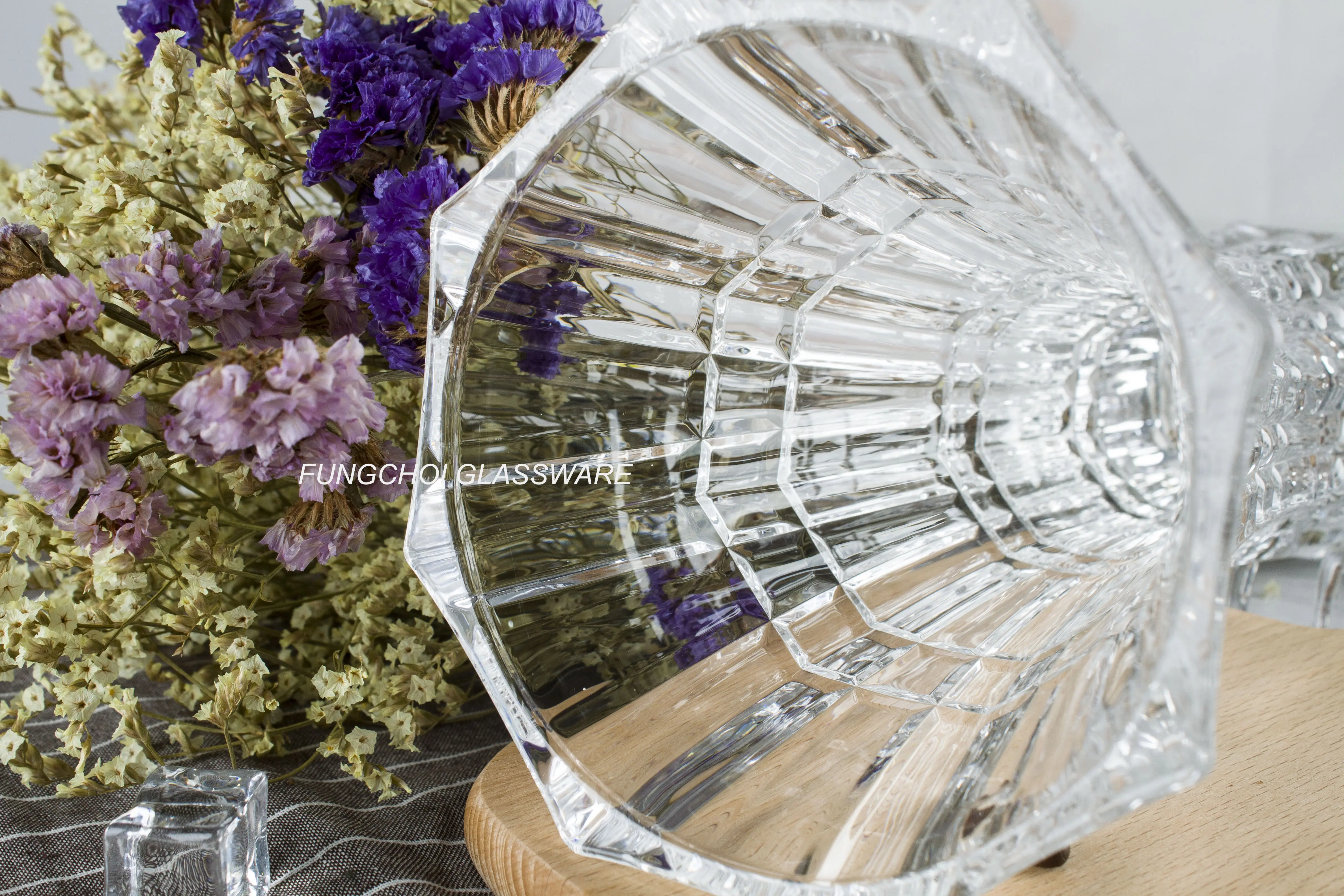 250mm Modern Style Round Table Decal Crystal Glass Vase