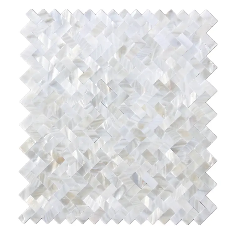 Натуральная белая мозаичная плитка в елочку из перламутра для ванной и кухни