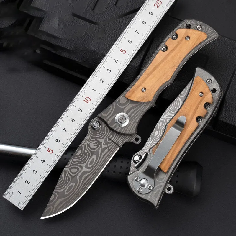 New Damascus Pattern Blades Outdoor Camping Survival Tactical Utility Hunting Mini Folding Pocket Knife