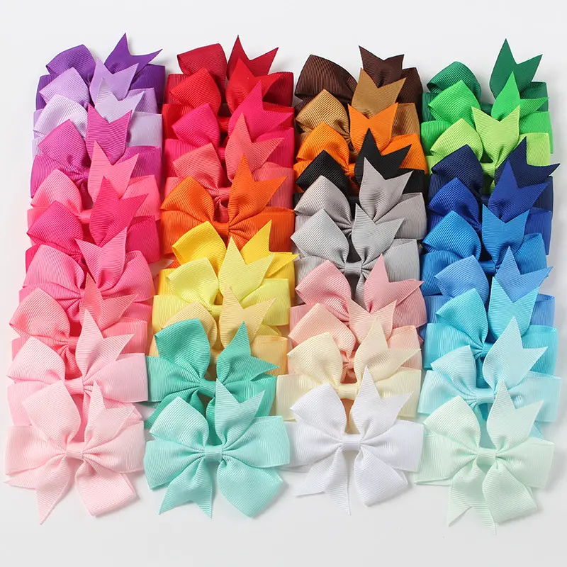 Multi Color Swallowtail Grosgrain Ribbon Wholesale Party Gift candy color girl hair accessory Hair Ornament Hair Bow With Clip