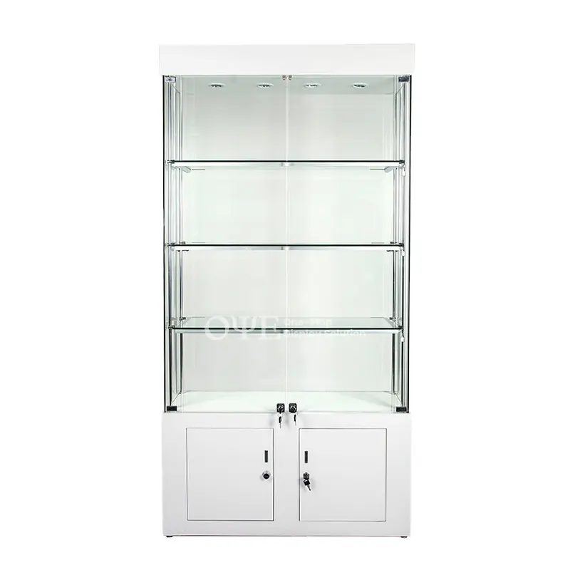 Display Led Full Vision Glass Counter Display Cabinet Shop Showcase