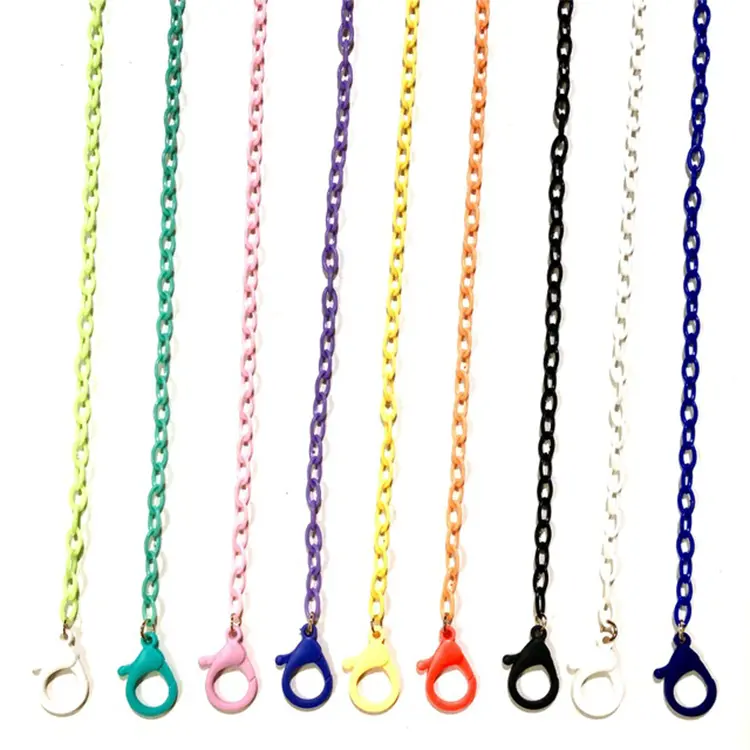 Facorty Cheap Candy Color Charms Acrylic Kids Face Masking Chain Rope Sunglasses Chain Face Masking Chain Holder Necklace